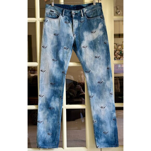 VIKTOR & ROLF Slim COTTON Denim JEANS w/All-Over Embroidered Motif SIZE 32 US - Picture 10 of 11